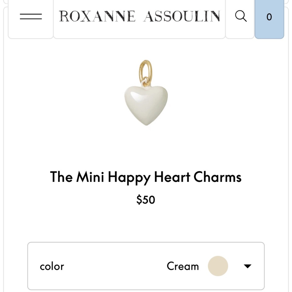 Roxanne Assoulin Mini Happy Heart Charm (white/cream)